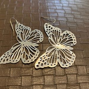 Pierce Silver Colored butterfly earrings